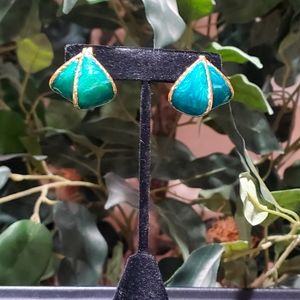 Emerald Green Triangular Earrings